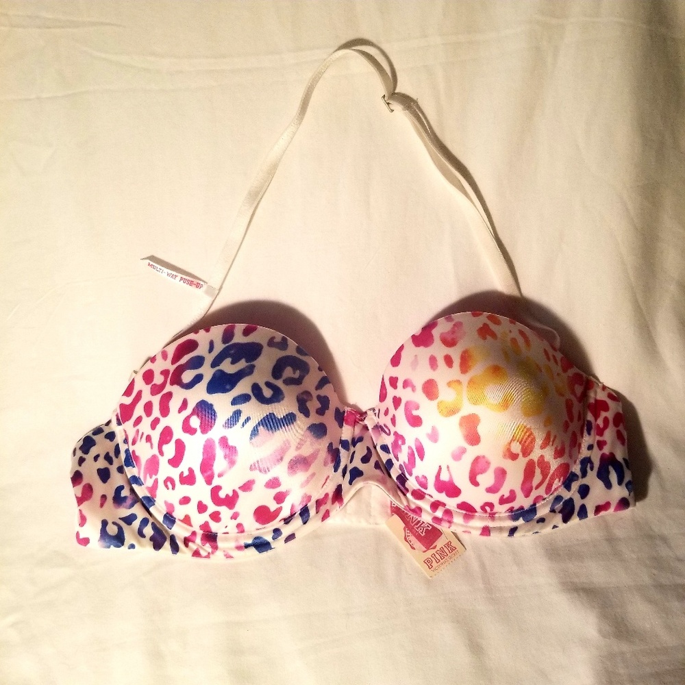 🔥🌸NWT VS PINK Colorful Cheetah Print Bra 36B